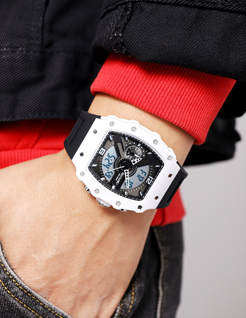 Skmei 2398 Multifunctional Dual Displays Stylish Barrel-shaped Case watch for Men