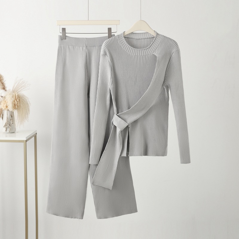Women's Sweater Knitted Wide-leg Pants Two-piece Set - Image 2