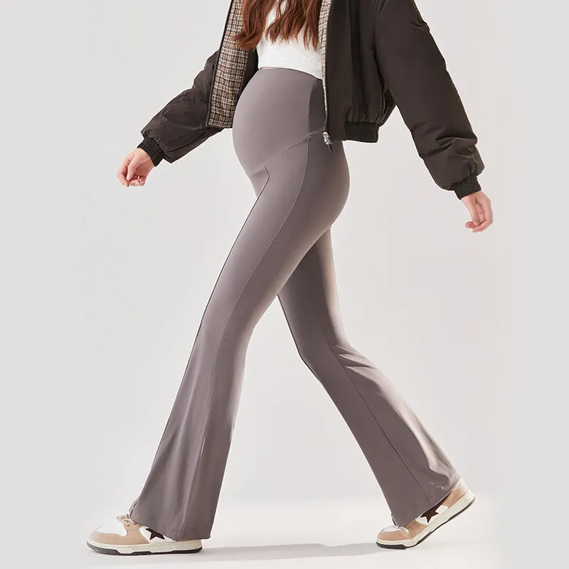 Pregnant Women Wearing Flared Pants For Casual Wear - Gray Coffee