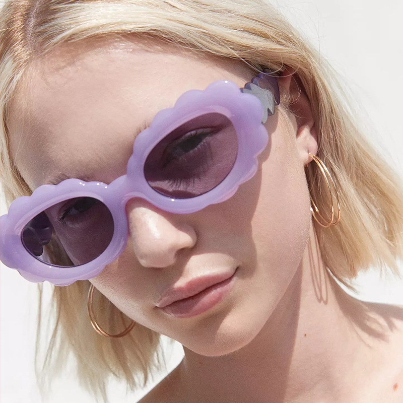 Personalized Clouds Oval Sunflower Flowers Sun Protection Glasses - Image 23