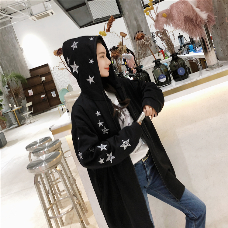 Title 7, Mid-Length Star Embroidered Small Sweater Coat