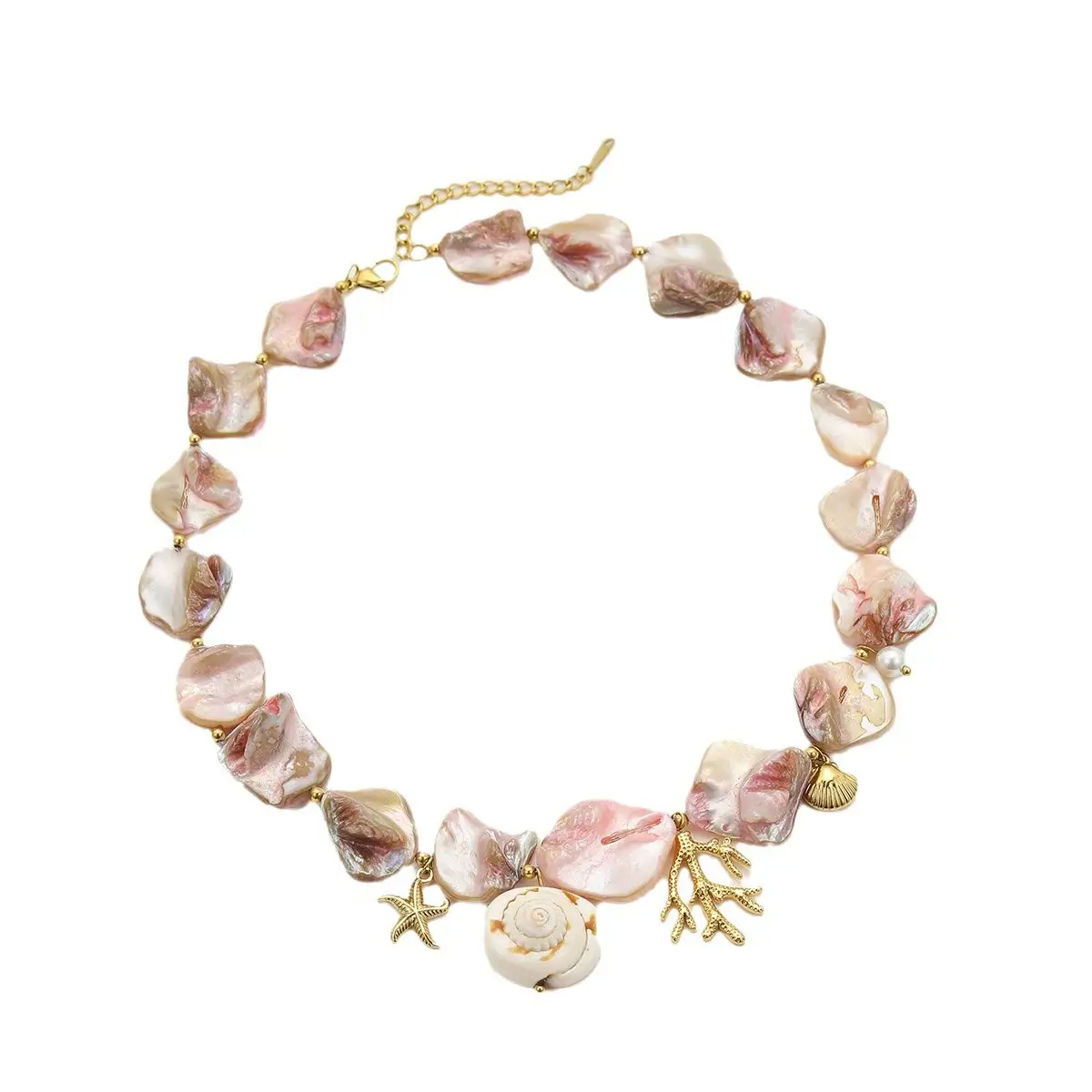 Beach Style Shell Coral Titanium Steel Clavicle Chain