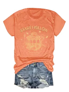 Casual Fashion Women's Wear Letter Graphic Print Crew Neck Short Sleeve - Bright Orange - View 1