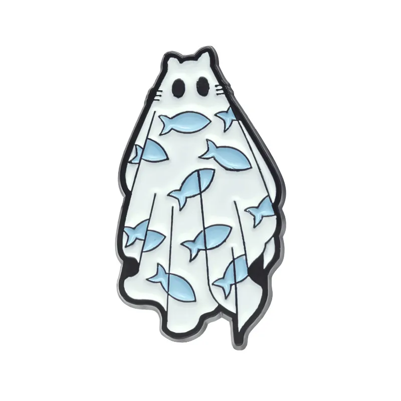 Halloween Cute Ghost Shape Metal Brooch Cartoon Accessories - Xz8974
