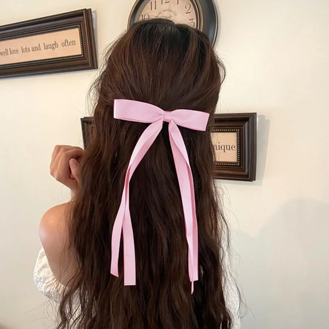 4-piece Women's Ribbon Bowknot Barrettes Back Head