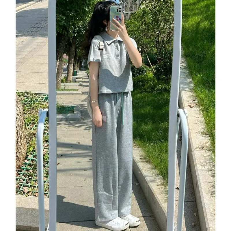 Short-sleeved Pants Running Casual Two-piece Set - Light Gray