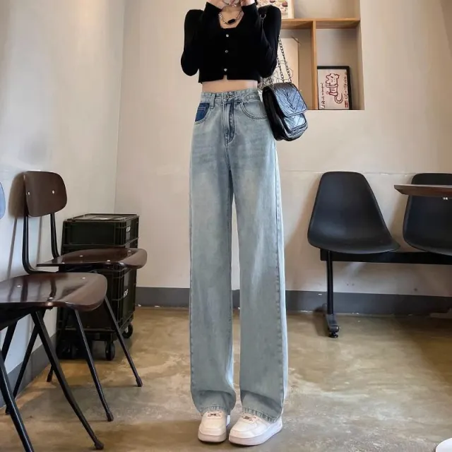 Women's High Waist Straight Jeans 889 Light Blue - Shop at LoveMi
