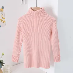 AutumnWinter Girls' Turtleneck Knitted Sweater - Pink - View 1