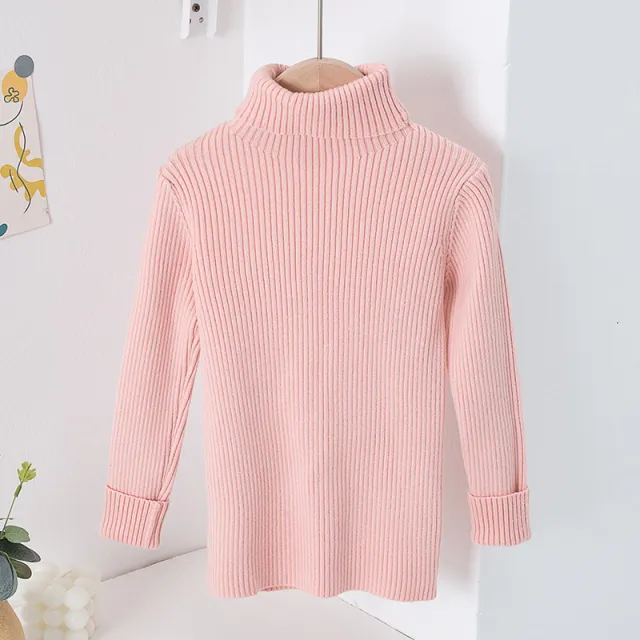 AutumnWinter Girls' Turtleneck Knitted Sweater Pink - Shop at LoveMi