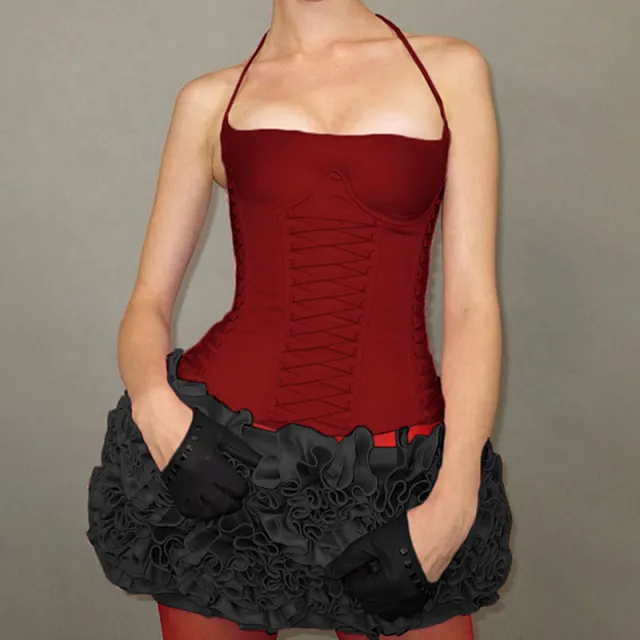 Summer New Lace up Waist controlled Lace up Halterneck Vest For Women Red - Shop at LoveMi