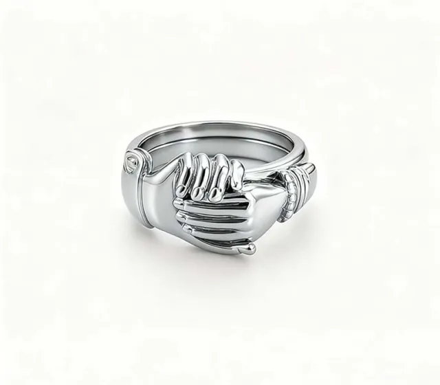 18K Solid Gold plated Open hand Heart shaped Ringthree in one Design Silver - Shop at LoveMi