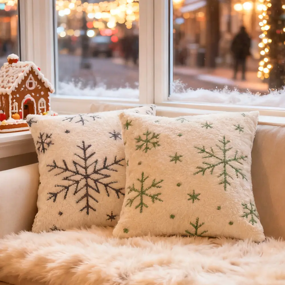 Nordic Sherpa Snowflake Jacquard Christmas Pillow