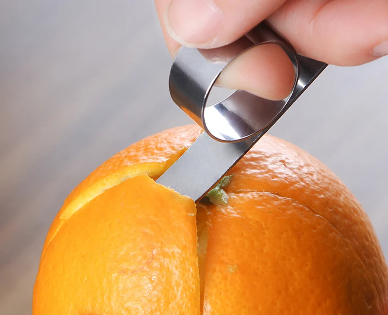 Lot de 2 éplucheurs d'orange à ouverture facile en acier inoxydable pour éplucher les citrons et les agrumes