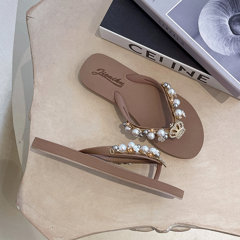 Title 7, Perlenkrone Strass Flip-Flops für Damen, stilvo...