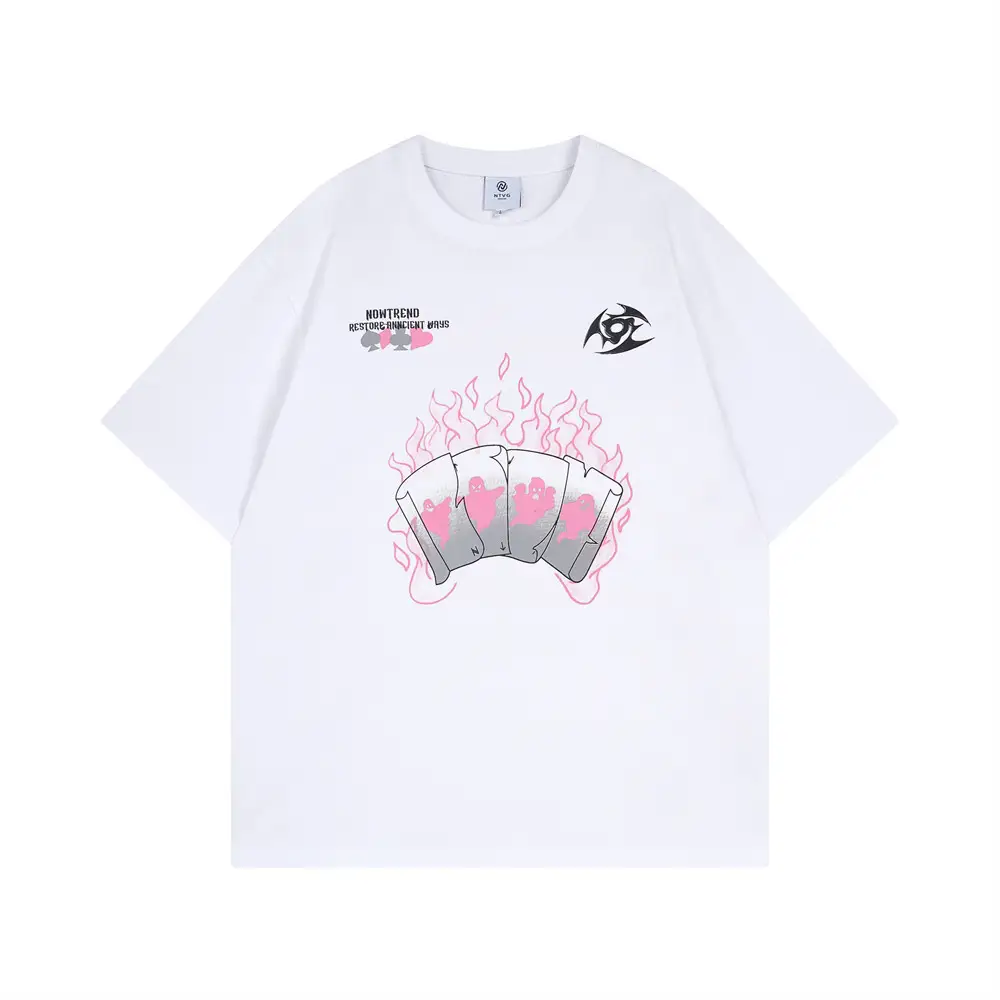 Creative Abstract Flame Print Short Sleeve