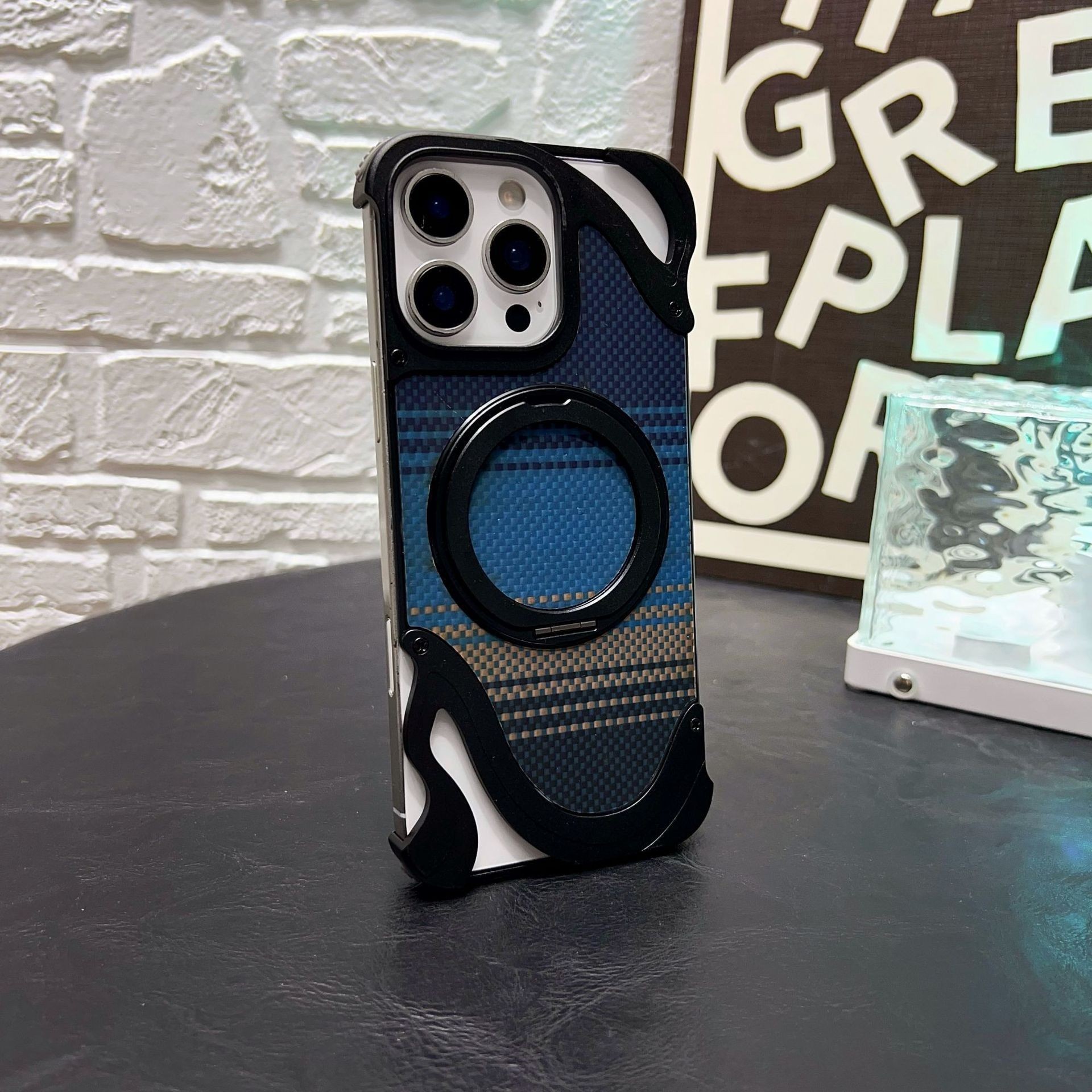 Metal Magnetic Mount Carbon Fiber Backplate Protective Case