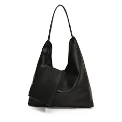 Leisure One Shoulder Shopping Bag Retro Fashion Class Commuter Tote - Black - View 1