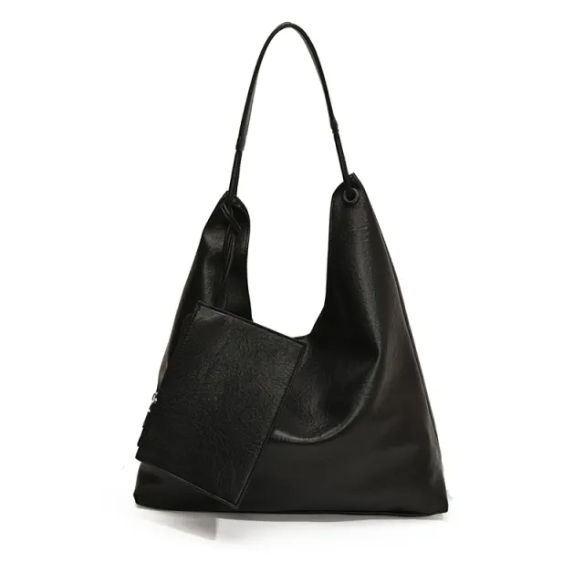 Leisure One Shoulder Shopping Bag Retro Fashion Class Commuter Tote Black - Shop at LoveMi
