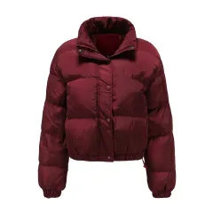 Womens Loose-fitting Casual Cotton Coat - Wine - View 1