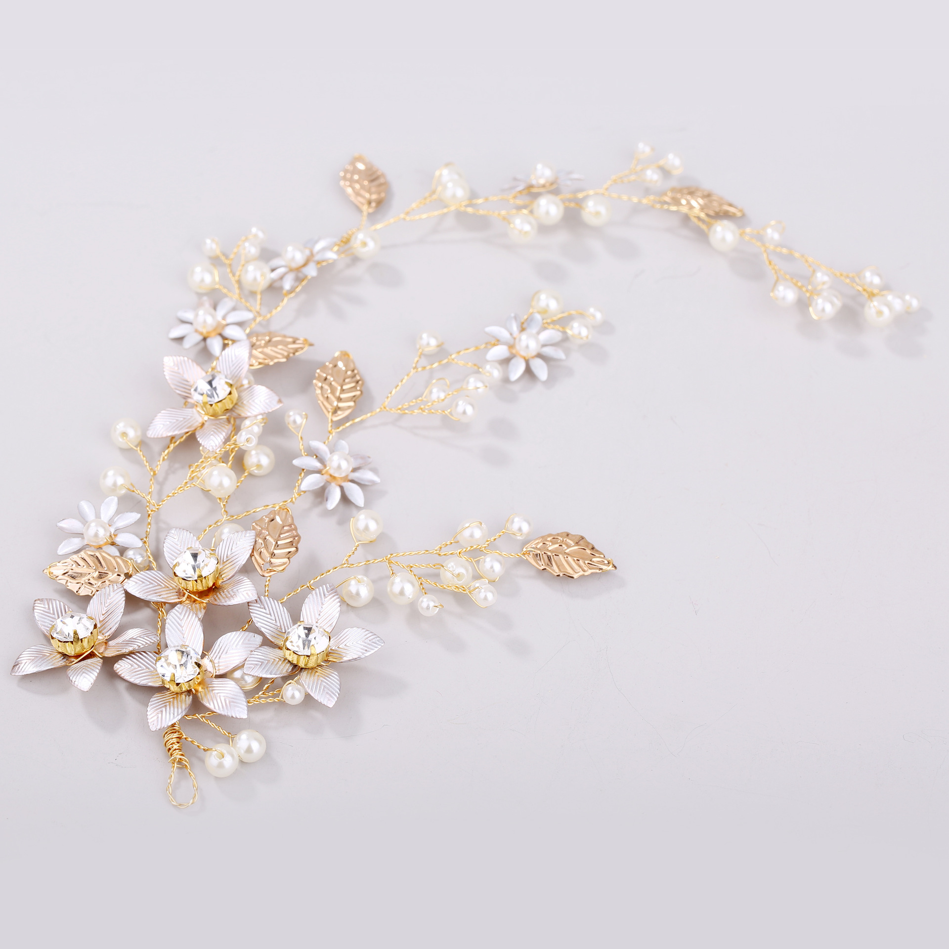 Golden Leaf Flower Hair Band Wedding Dress Accessories