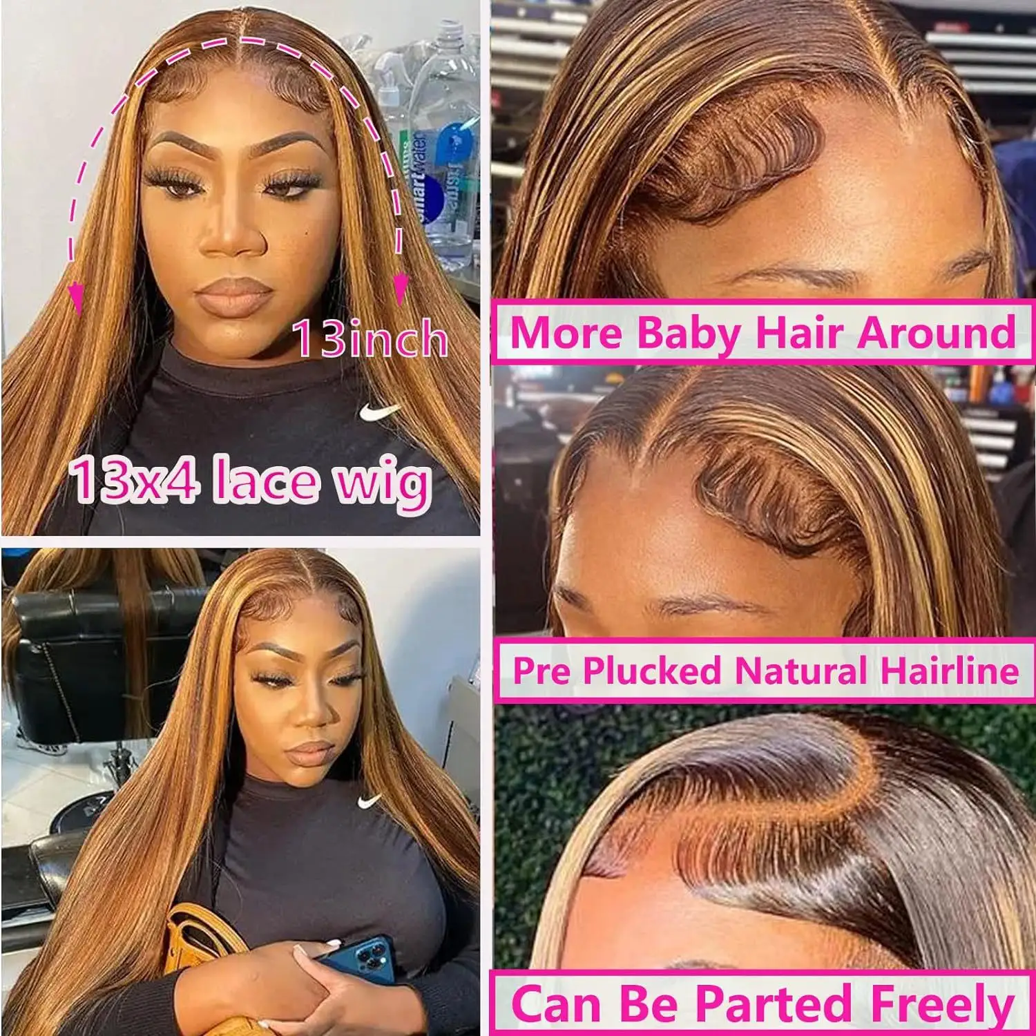Real Human Hair Female Long Straight Front