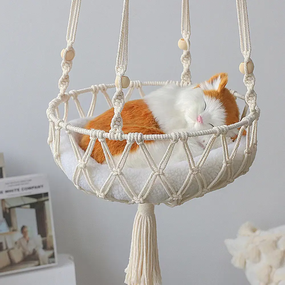 New Pet Bed With Striped Rabbit-Fur Plush