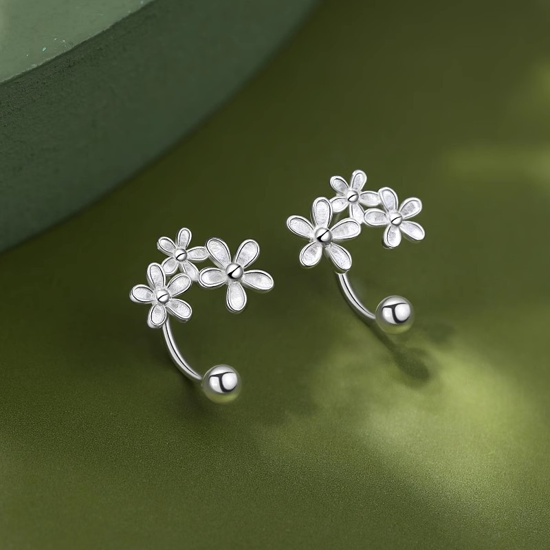 Piedini di Fiore d'Argento 925 - Stud Earrings