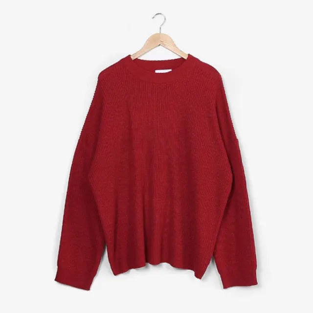 Loose Casual Solid Color Long Sweater For Women Red - Shop at LoveMi