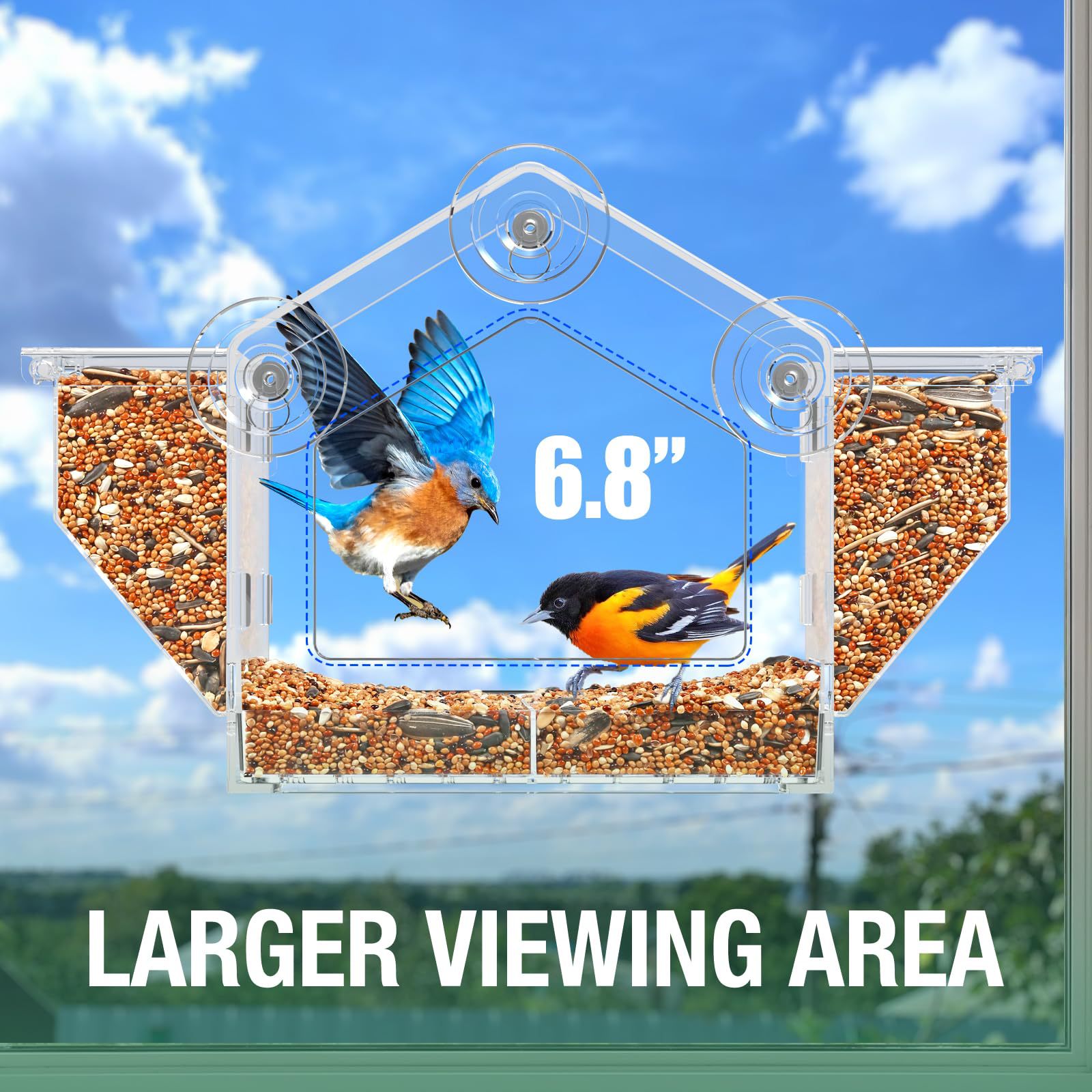 Outdoor Window Bird Feeder Transparent Birdhouse product image