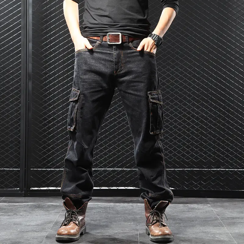 Men's Straight Cargo Pants Loose Plus Size Plus-sized Fat Guy's Pants Jeans