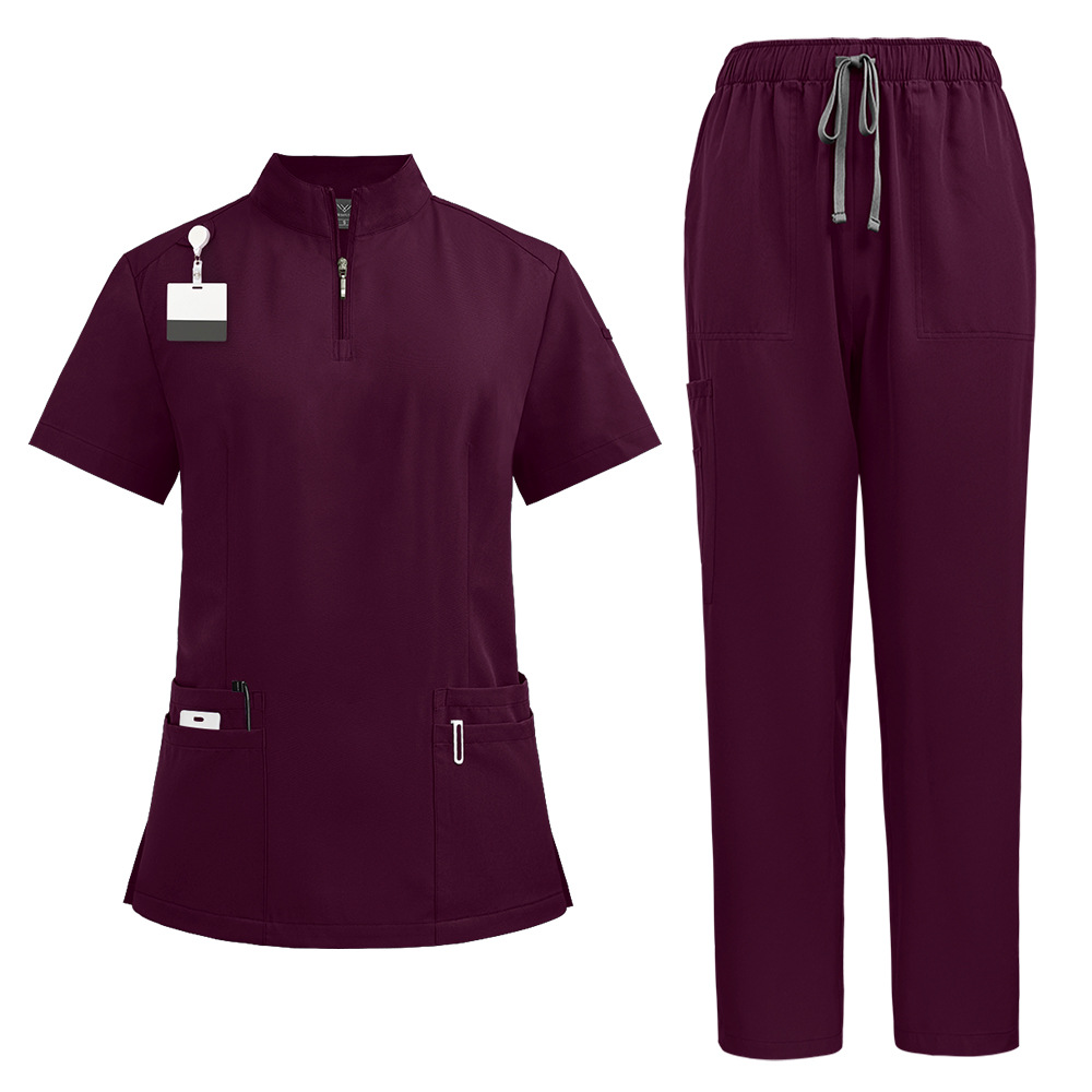 Stand Collar Zipper Doctor Nurse Work Uniforms Suit - Image 12