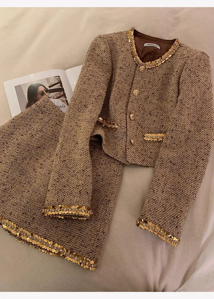 Women's Autumn And Winter Sheath Skirt Two-piece Set - Suit-Xl
