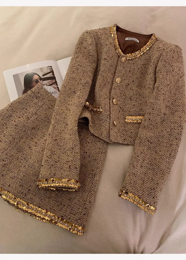 Women's Autumn And Winter Sheath Skirt Two piece Set Suit Xl - Shop at LoveMi