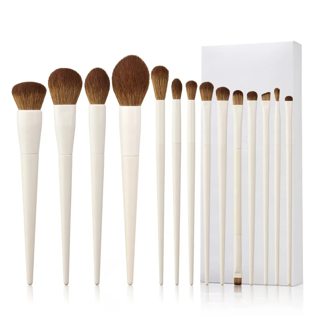 Soft Hair Face Powder Blush Eye Shadow Brush Full Set Of Professional Beauty Tools - White