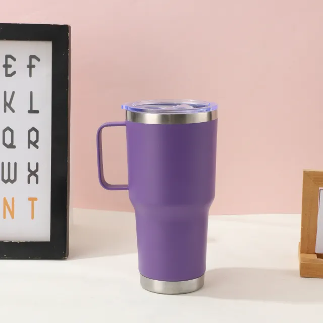 Large Capacity Vacuum Stainless Steel Handle Cup Purple - Shop at LoveMi