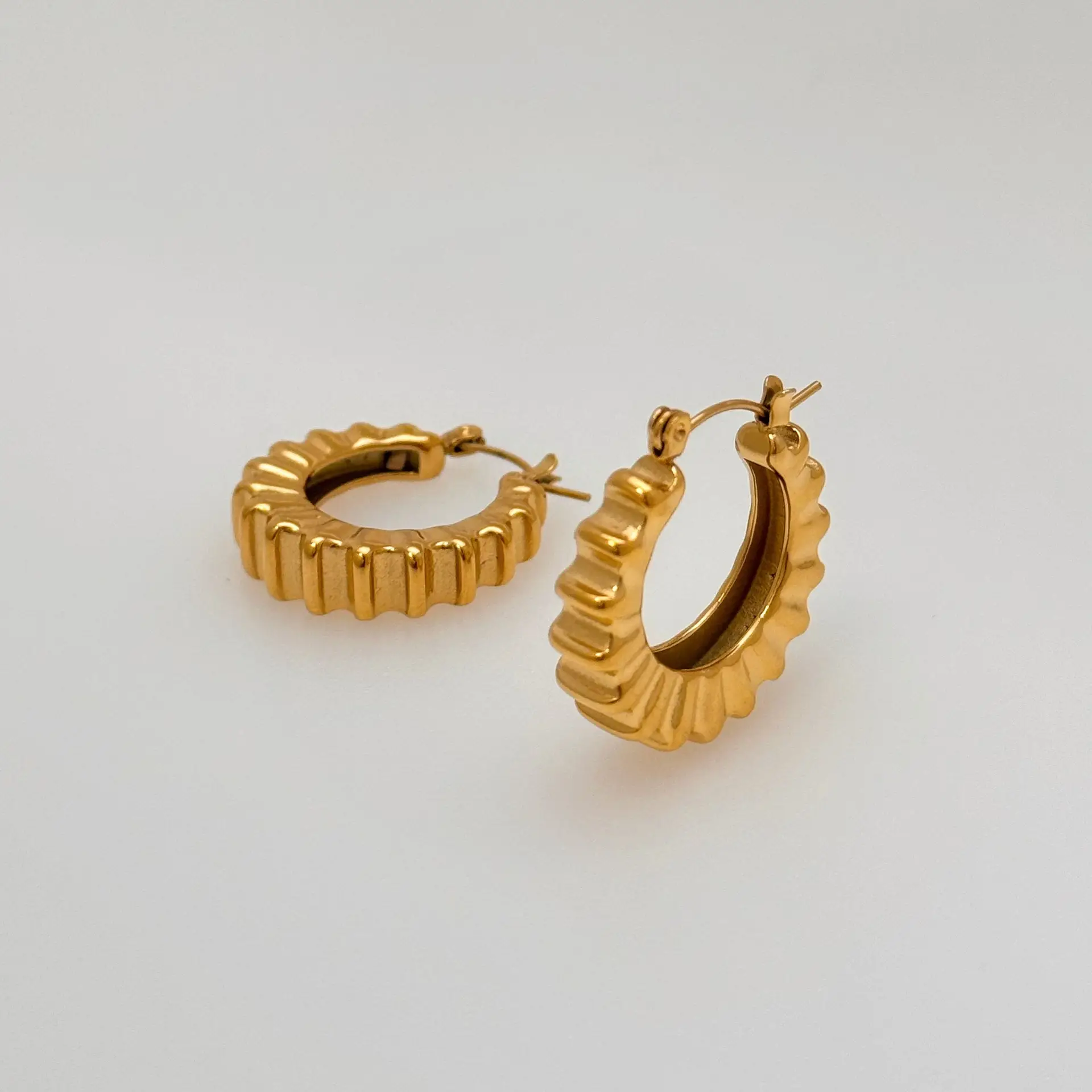 18K Real Gold Plated Titanium Steel Vintage Retro Gear Dancer Simple Earrings