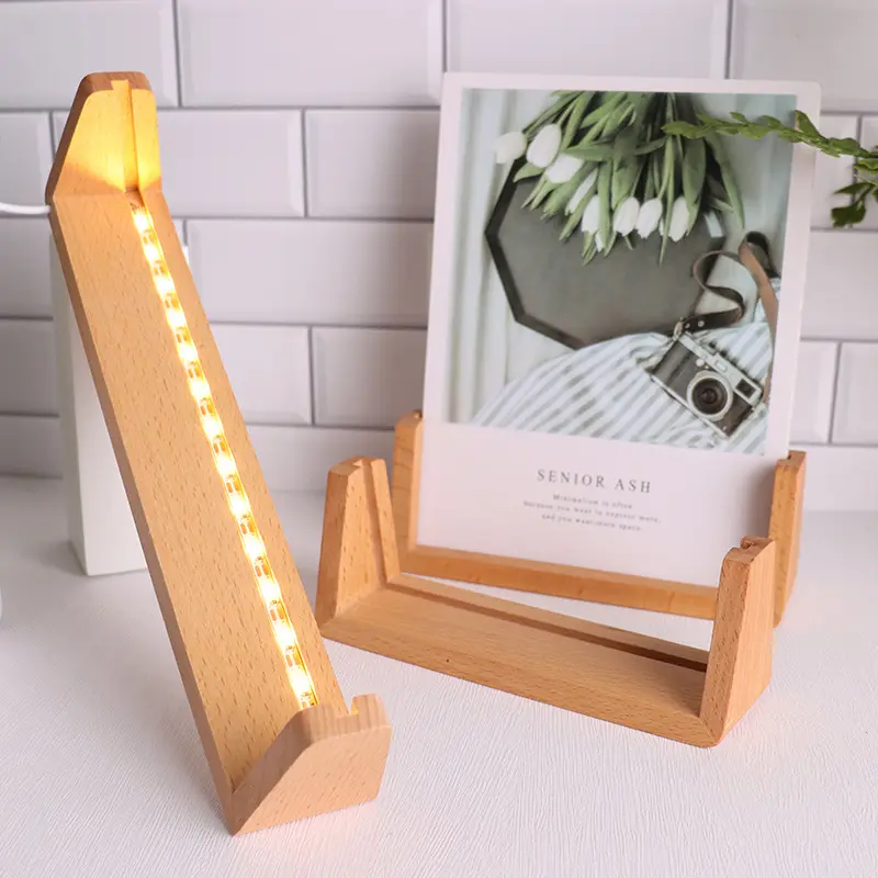Wooden U-shaped Luminous Display Acrylic Rack Photo