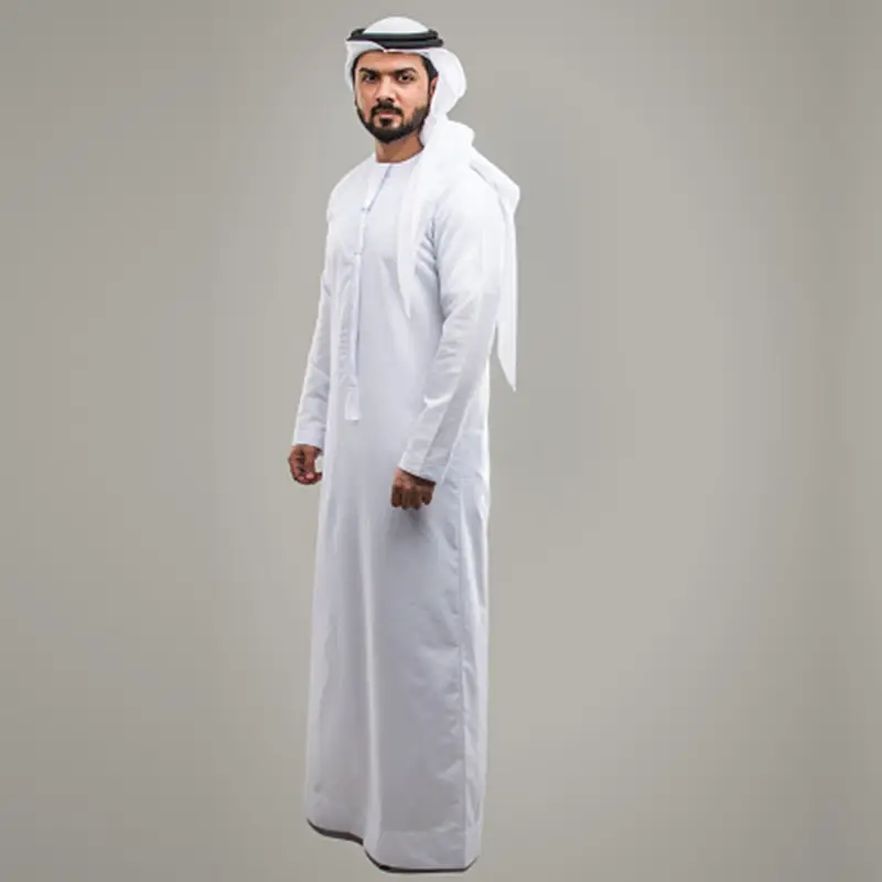Middle East Oman Robe Men's Polyester Round Neck Gown