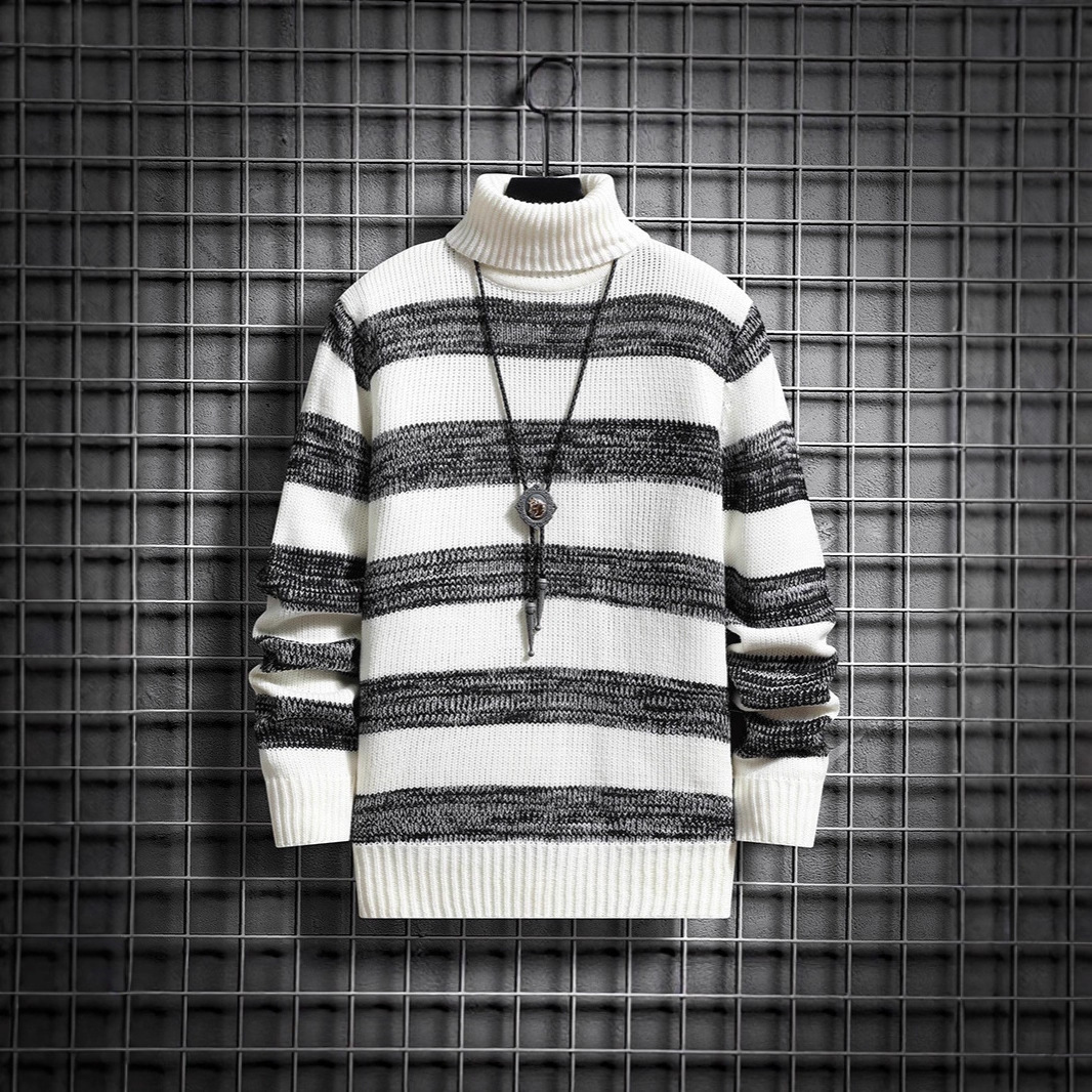 Men's Sweater Base-Layer Color-Block Casual Knit Top
