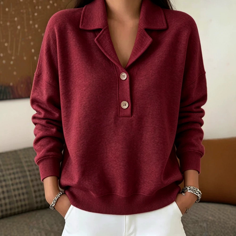 Womens Casual Long-sleeve Hoodie With A Lapel Collar