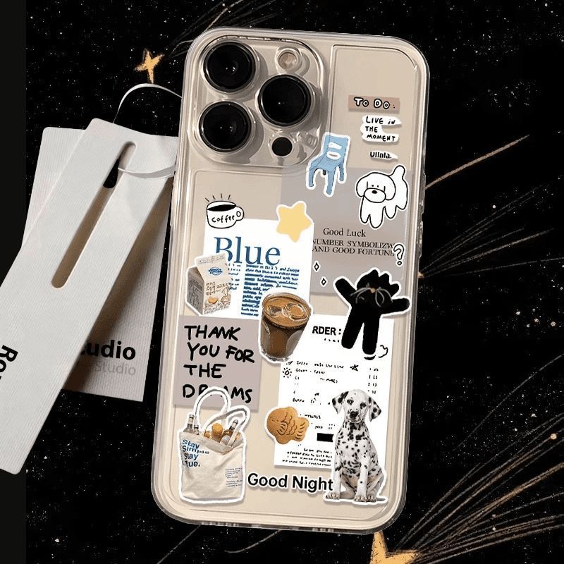 Coffee-themed Transparent Phone Case With Cute Animal Designs