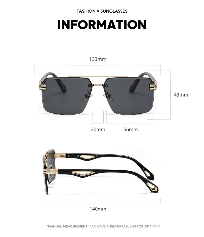 Title 4, Frameless Cut-Edge Double-Bridge Sunglasses