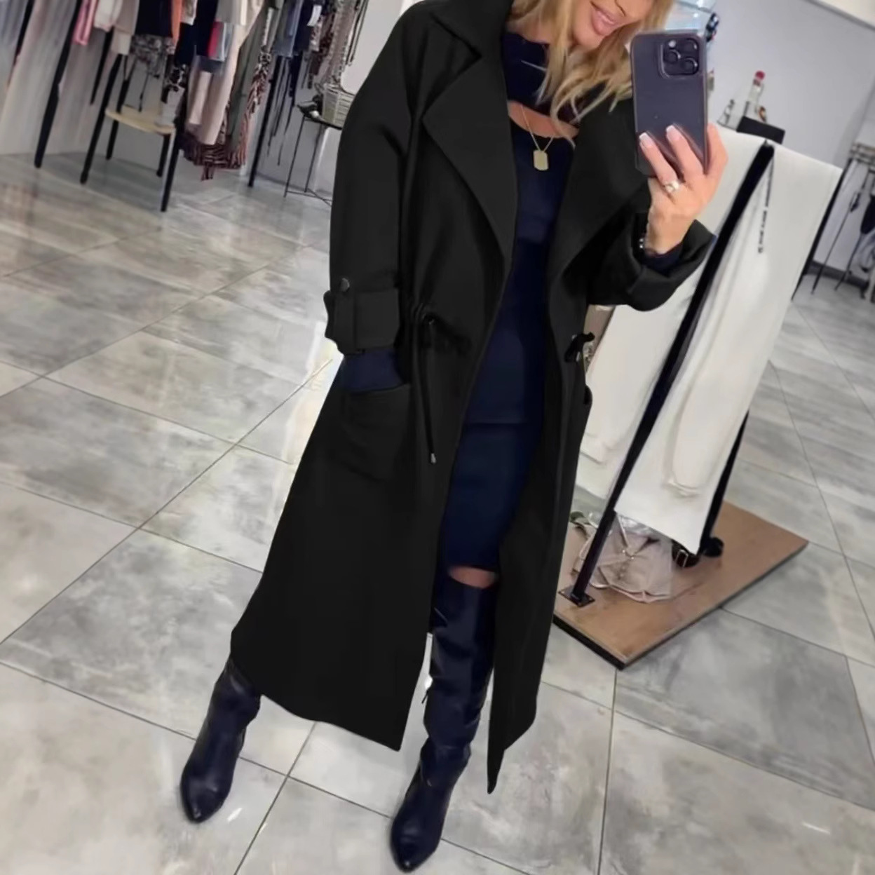 Title 2, Comfortable Extended Waist Trimming Trench Coat...