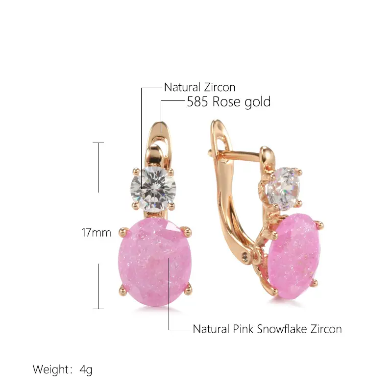 Rose Gold Ear Ring Zircon Sweet Peach