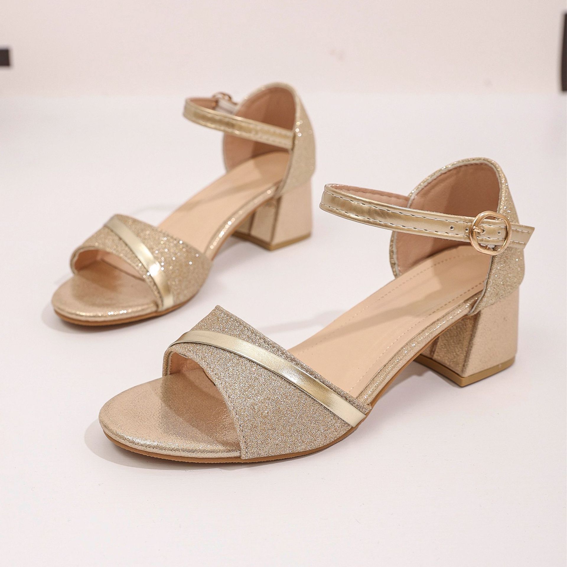 Chunky-Heeled Open-Toe Sandals