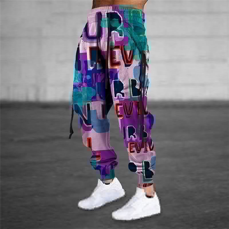 Drawstring Elastic Waist Retro Harem Pants With 3D Animal Print Mens Athletic Trousers