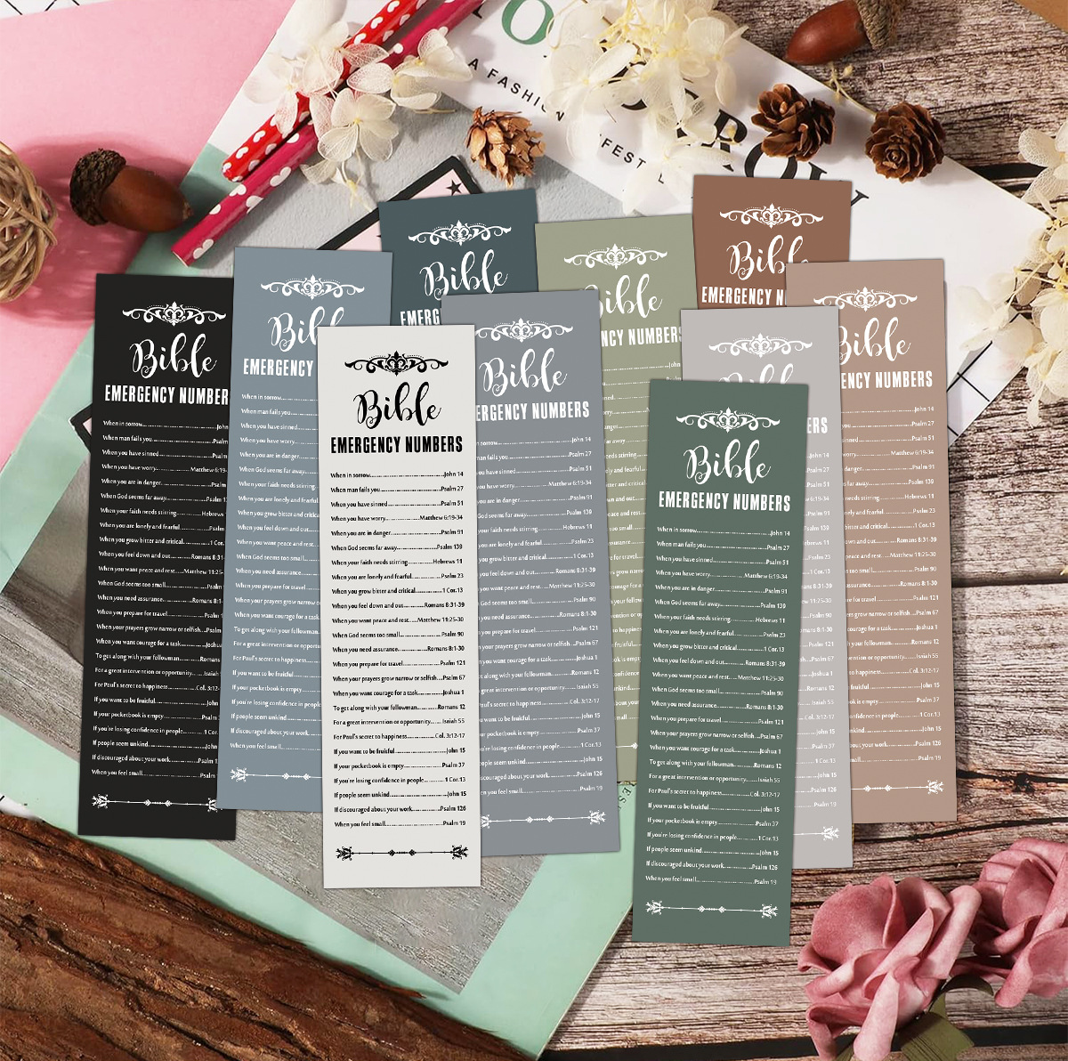 Loose-leaf Card Floral Bookmark Set