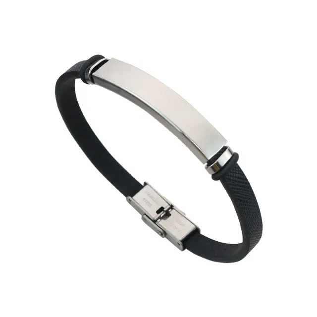 Design Sense Niche Accessories Leather Stainless Steel Couple Bracelet Silver - Shop at LoveMi