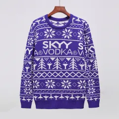 Men's Fashion Casual Long Sleeve Round Neck Christmas Sweater - Sapphire Blue - View 1