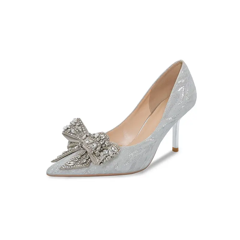 Women's Stiletto Rhinestone Bow High Heels